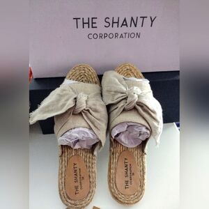 NIB🔥Adorable, Natural Linen, BOHO  Bow-Tie Espadrilles by Shanty🖤 Sz 39 or 8.5